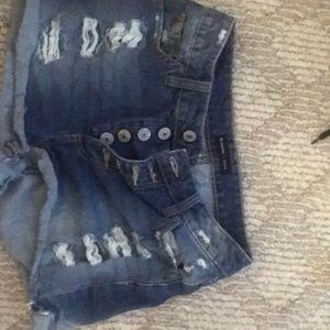 women’s dark wash jean shorts